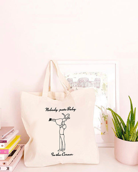 Nobody Puts Baby In The Corner - Large Canvas Tote Bag-Leoras Attic-Kelham Print
