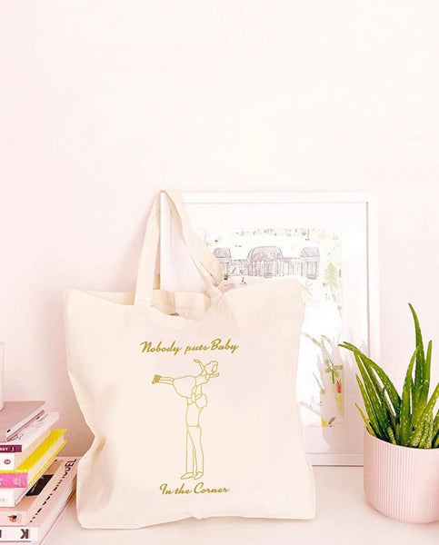 Nobody Puts Baby In The Corner - Large Canvas Tote Bag-Leoras Attic-Kelham Print