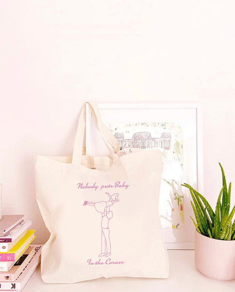 Nobody Puts Baby In The Corner - Large Canvas Tote Bag-Leoras Attic-Kelham Print