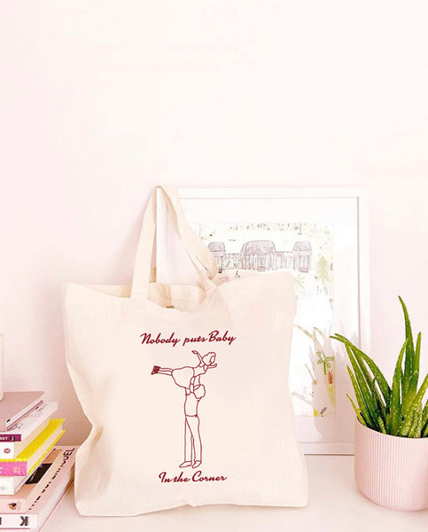 Nobody Puts Baby In The Corner - Large Canvas Tote Bag-Leoras Attic-Kelham Print