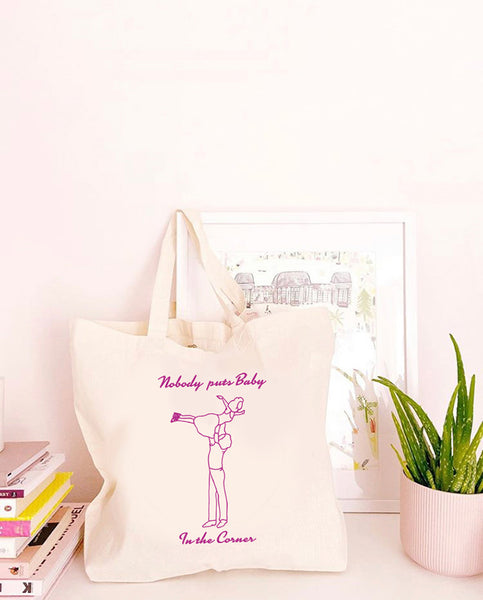 Nobody Puts Baby In The Corner - Large Canvas Tote Bag-Leoras Attic-Kelham Print
